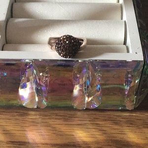 Stunning vintage Italy rose gold and sterling chocolate ball cz ring